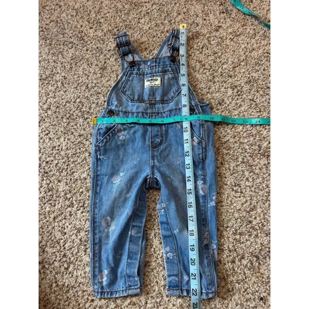 OshKosh B'gosh Overalls, size 6-9 Mos; floral print; Blue & Pink
